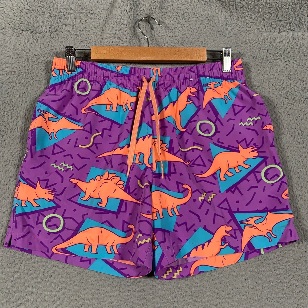 Chubbies Swim Trunks Mens Small Purple Rad-a-sauruses Dinosaur Retro 5.5 Inseam